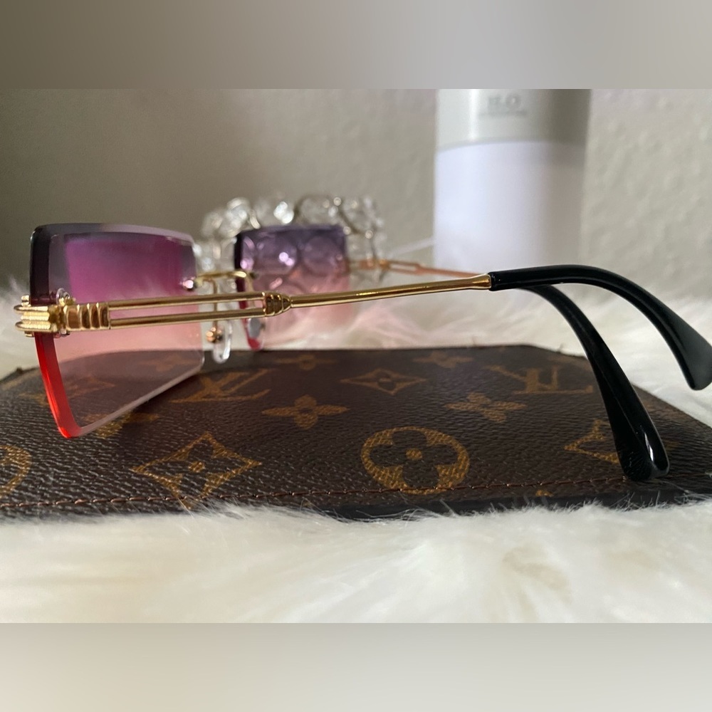 Vintage Style Rimless Rectangular Sunglasses NWOT - Picture 2 of 4